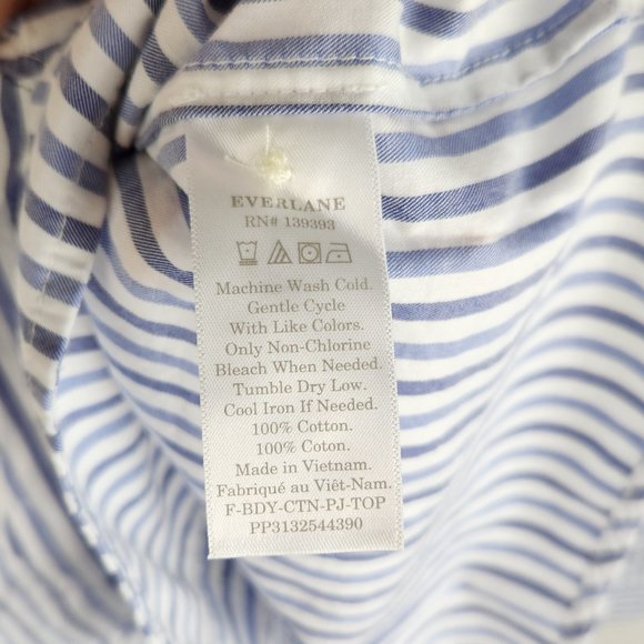 NWT Everlane Blue Stripe Button Up Collared PJ Pajama Shirt sz XS,S,M - Picture 6 of 7